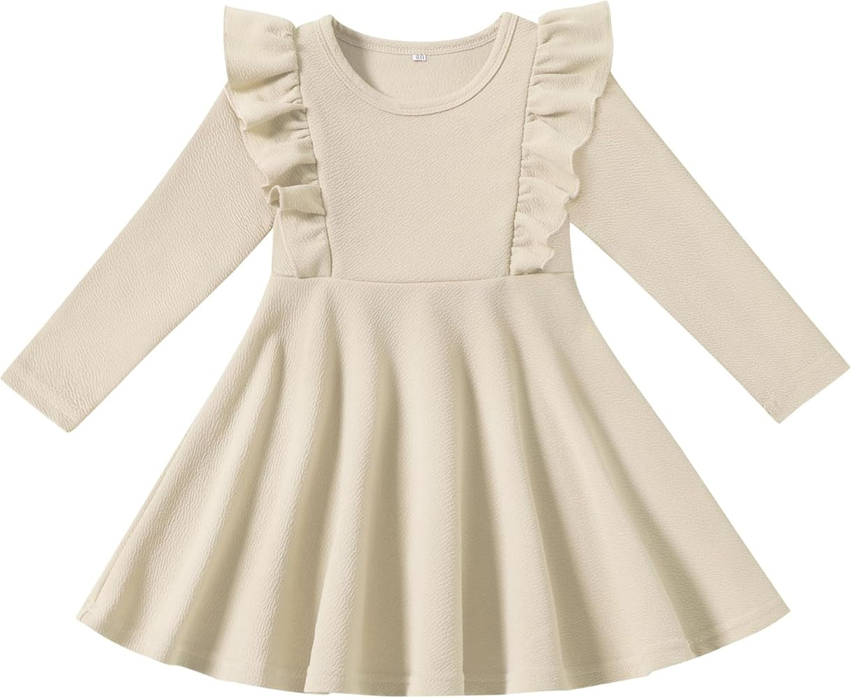 Toddler Dress Long Sleeve Baby Little Girls Dresses Ruffle Fall Winter Dresses for Girls Casual P... | Amazon (US)
