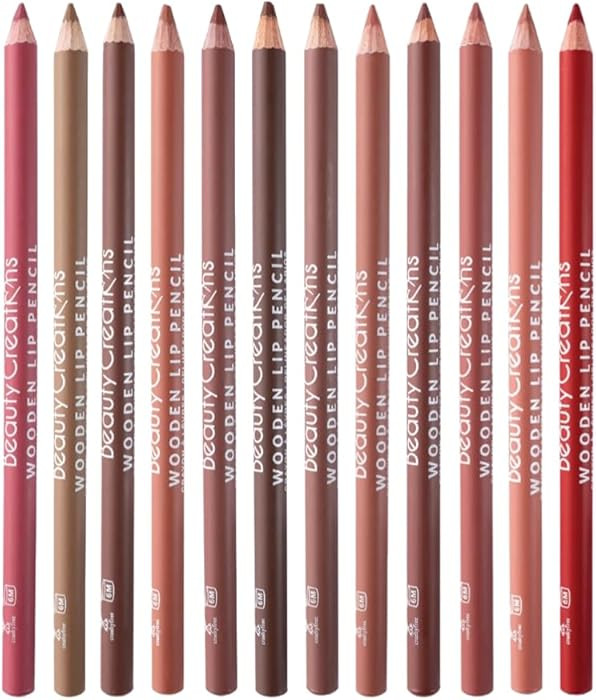 12 Colors Wooden Lip Liner Pencil Set, High Pigmented Soft Matte, Long Wearing, Deep and Rich in ... | Amazon (US)