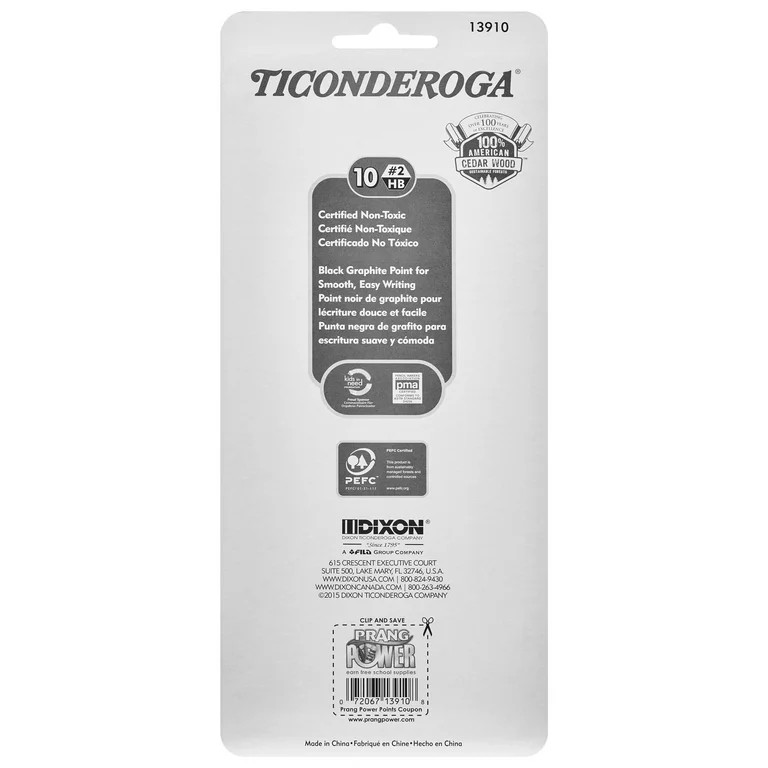 Ticonderoga Striped Wood-Cased pencl, #2 HB Soft, Pre-Sharpened, 10 Count - Walmart.com | Walmart (US)