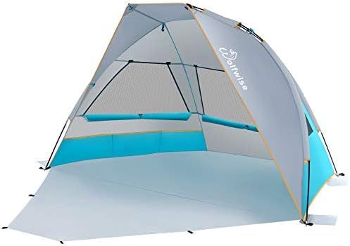 WolfWise 3 Person Portable Beach Tent UPF 50+ Sun Shade Canopy Umbrella with Extendable Floor | Amazon (US)