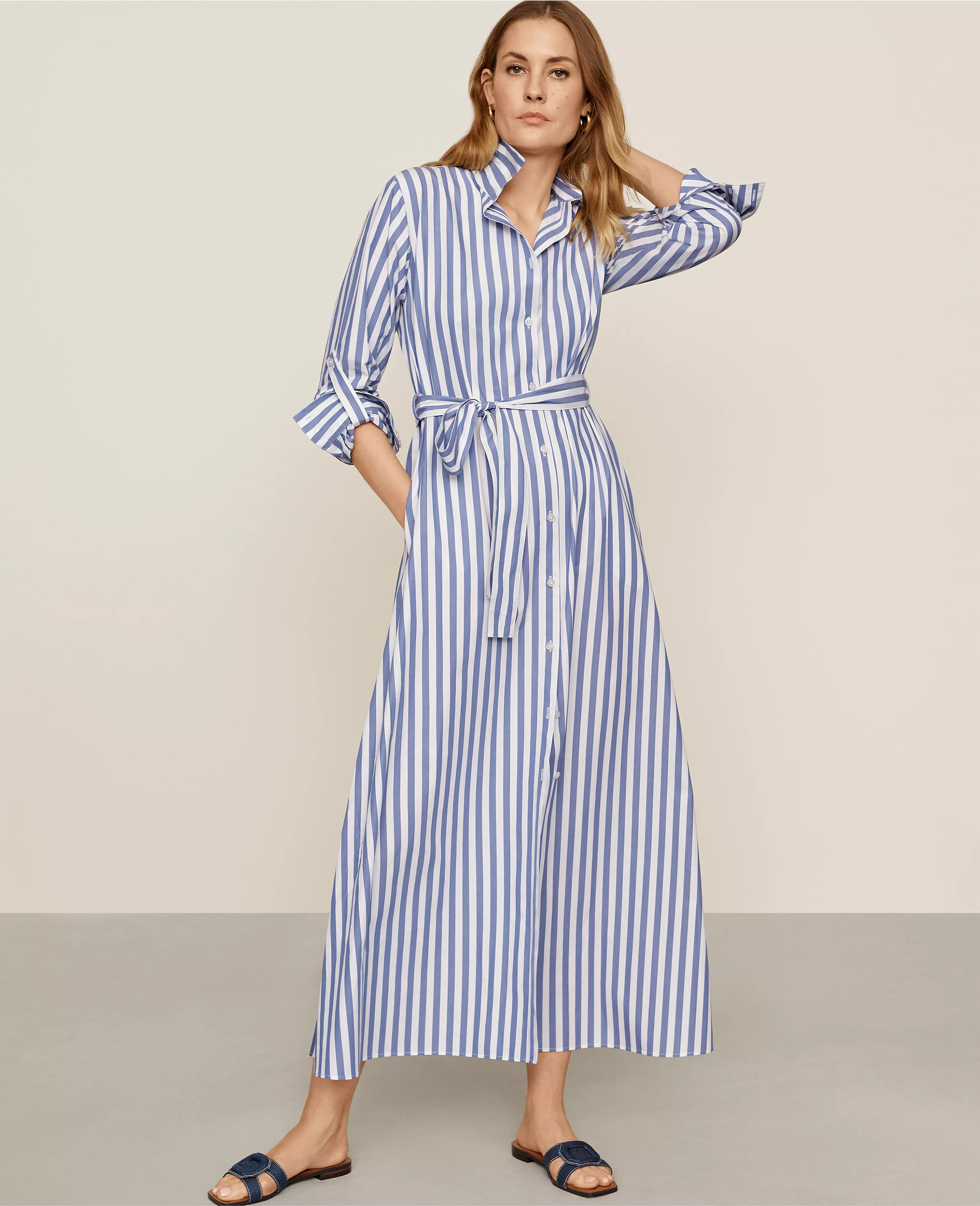 AT Weekend Striped Pocket Shirtdress | Ann Taylor (US)