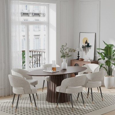67"x33.5" Solid Wood Oval Dining Table with Stylish Tapered Base for 6 People | Target
