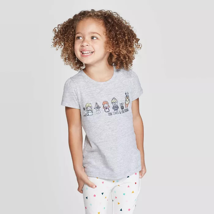 Toddler Girls' Disney Frozen Cool Times Cool Friends T-Shirt - Gray | Target