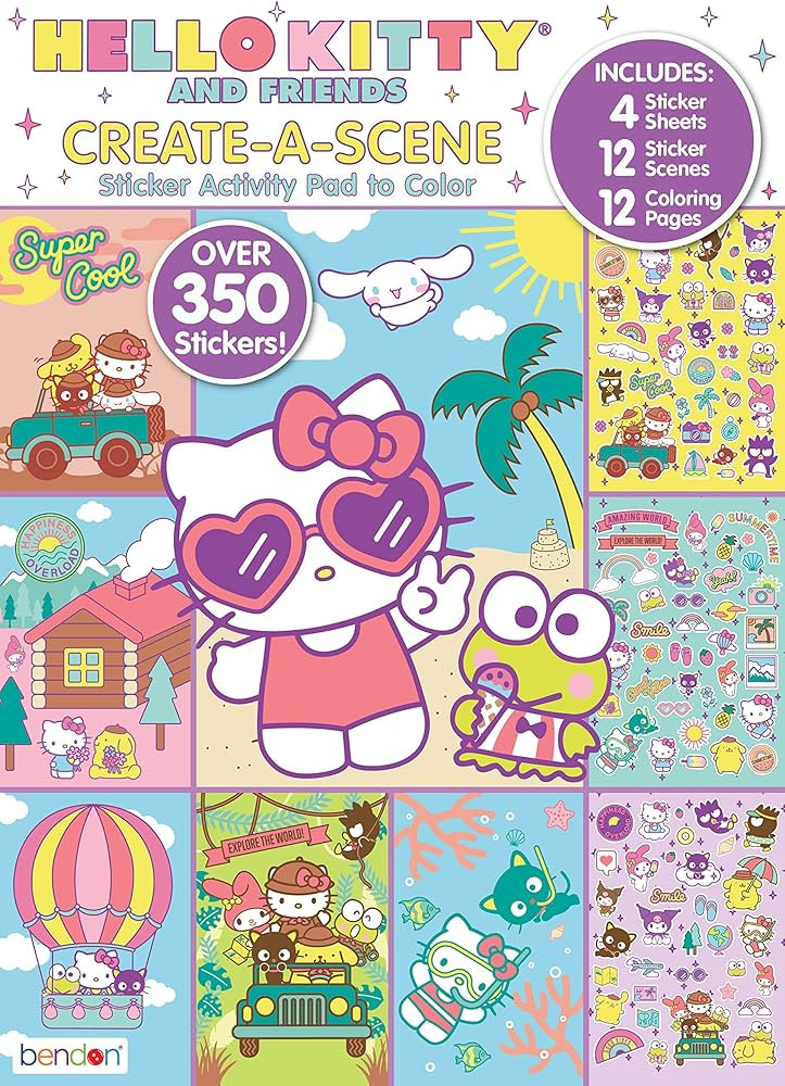 Bendon Hello Kitty and Friends Create a Scene Over 350 Stickers, Activity Pad to Color | Amazon (US)