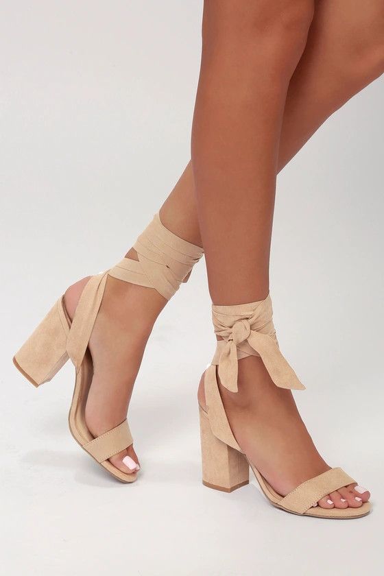 Alta Light Nude Suede Lace-Up Heels | Lulus (US)