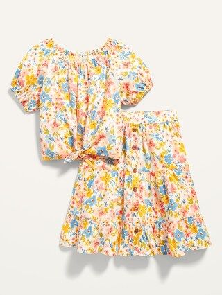 Floral-Print Top &#x26; Midi Skirt Set for Toddler Girls | Old Navy (US)