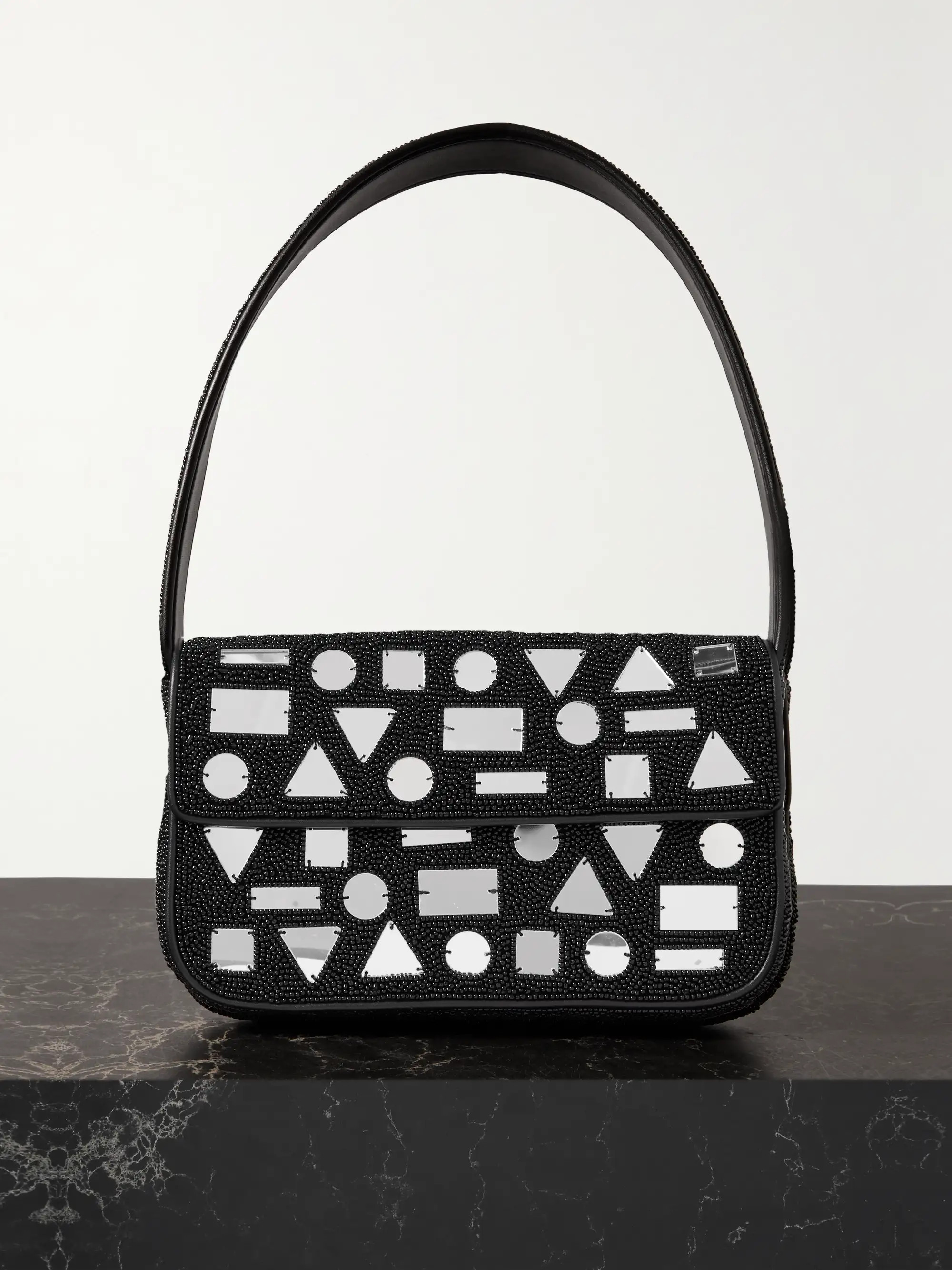 Tommy faux leather-trimmed embellished satin shoulder bag | NET-A-PORTER (US)