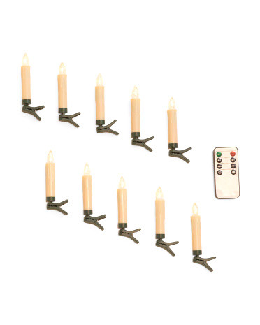 Set Of 10 Led Tree Clip Candles With Remote Control | TJ Maxx