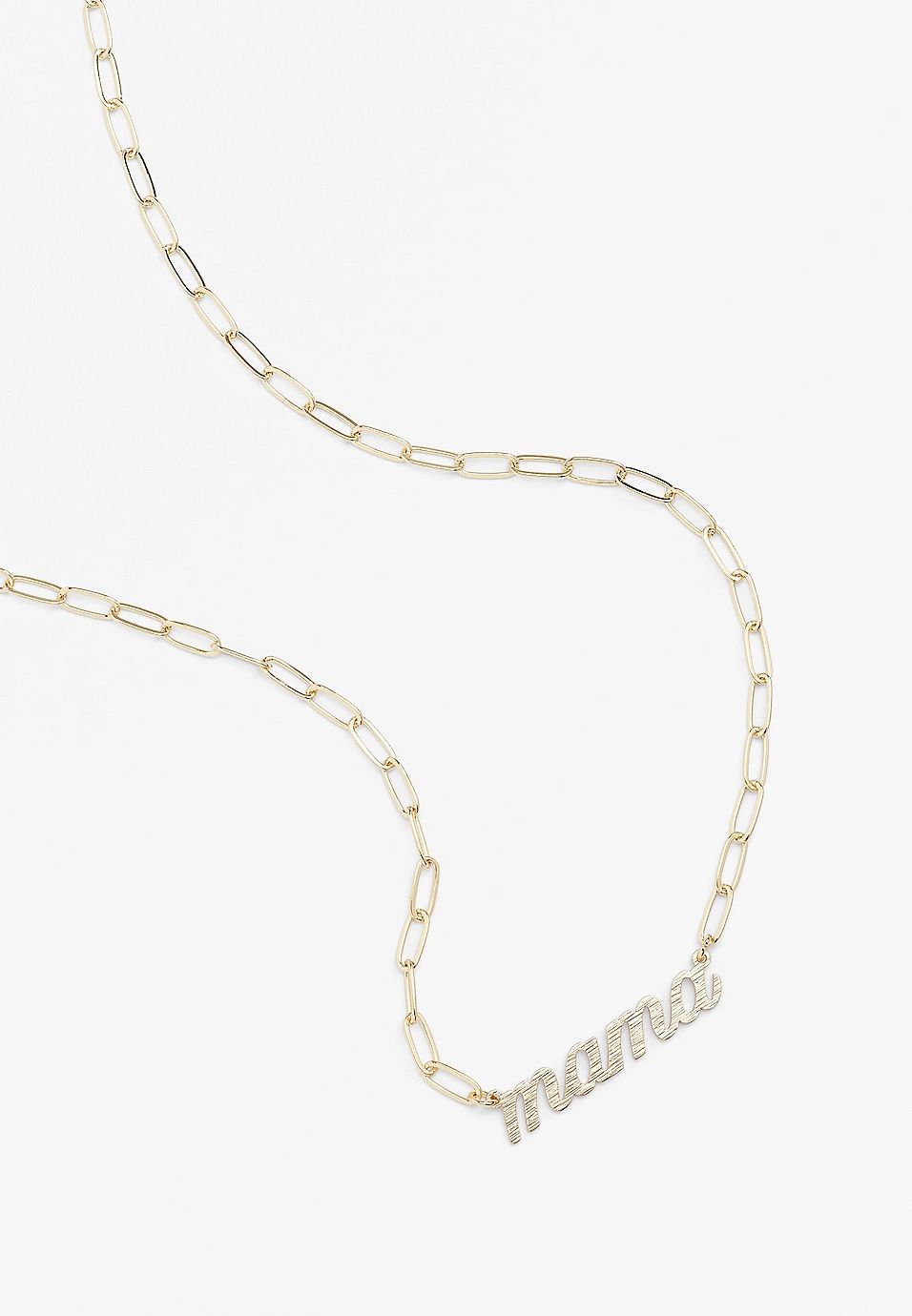 Mama Block Letter Paper Clip Link Necklace | Maurices