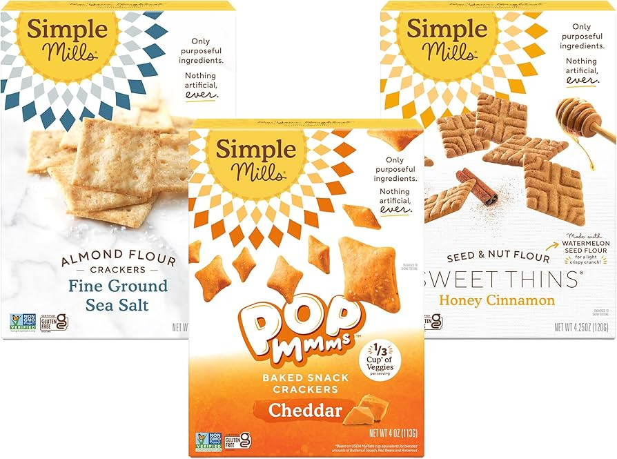 Simple Mills Best Snacks Variety Pack, Sea Salt Almond Flour Crackers, Honey Cinnamon Sweet Thins... | Amazon (US)