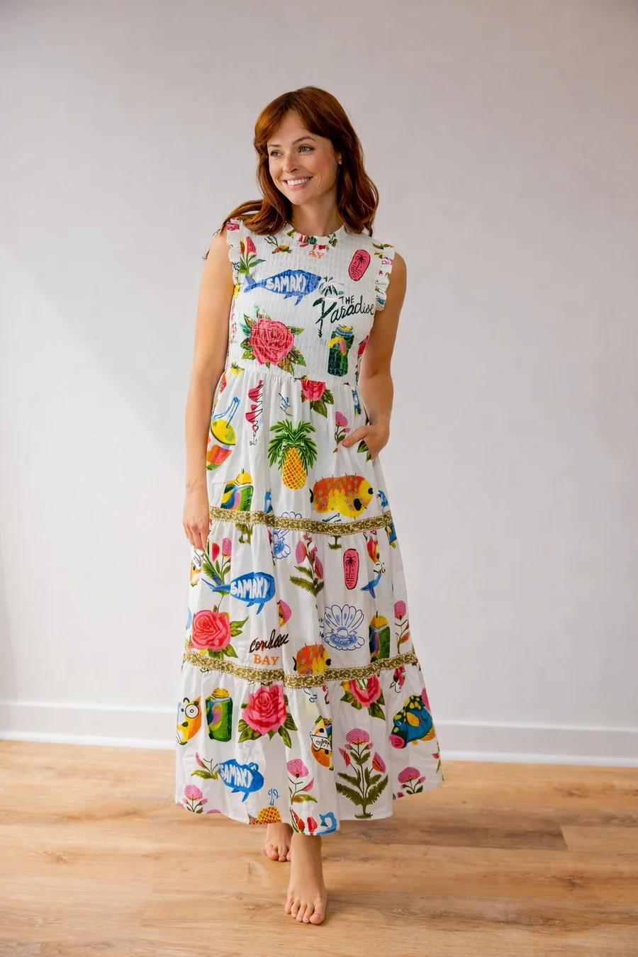 CLARA Smocked Dress | Pearls & Camo