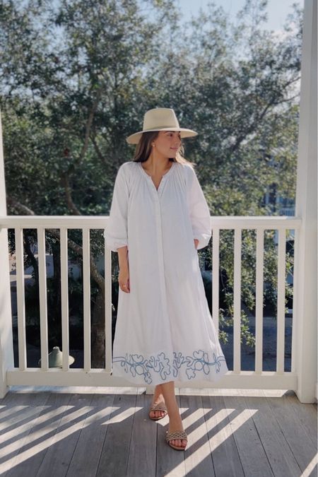 White embroidered dress 〰️ lake pajama annual summer sale 

#LTKsalealert #LTKunder100