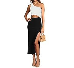 Pink Queen Women's Summer One Shoulder Sleeveless Cutout Side Slit Bodycon Maxi Long Dress | Amazon (US)