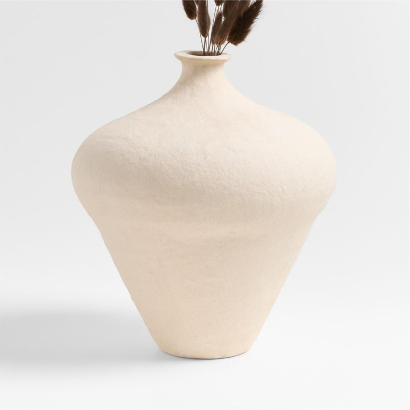 Amphore Small Cream Ceramic Plaster Vase 13" | Crate & Barrel | Crate & Barrel