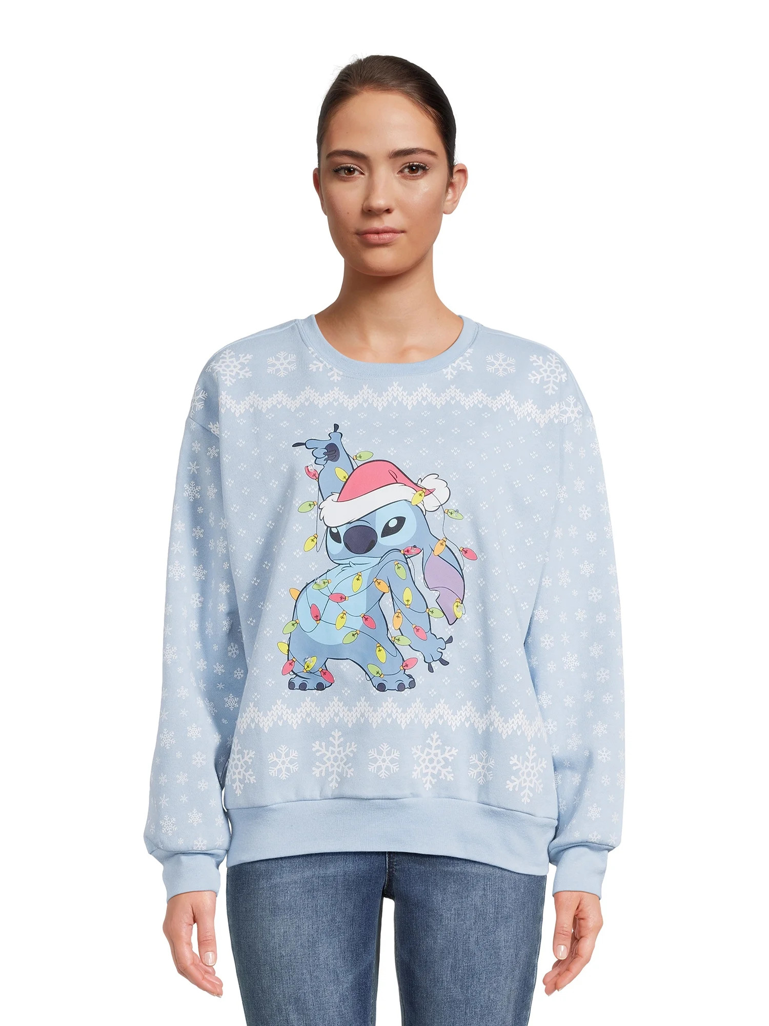 Stitch Women's Juniors Light Up Christmas Sweatshirt, Sizes XS-XXXL | Walmart (US)