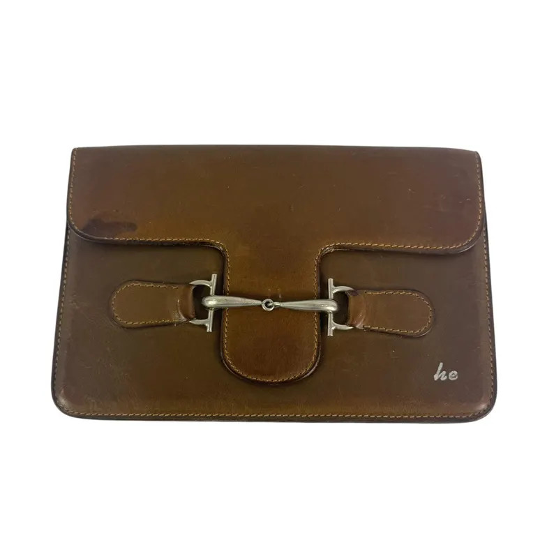 Distressed 70's GUCCI Brown Leather Horsebit Vintage Clutch Wallet Made in Italy - Etsy | Etsy (US)