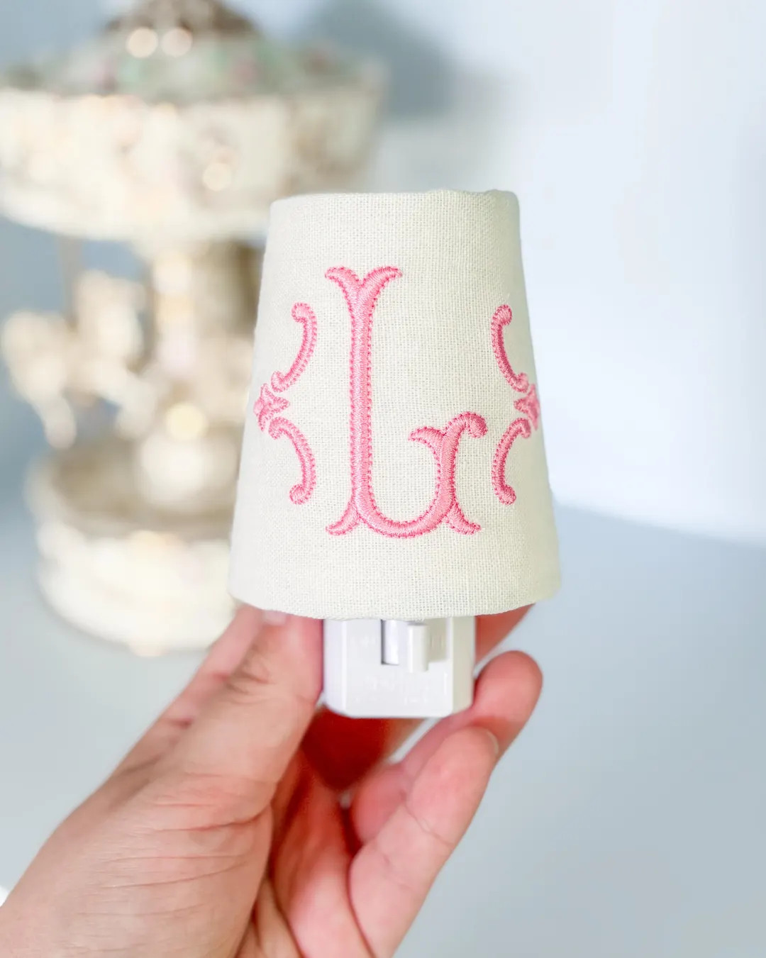Embroidered Initial Monogram Night Light: Personalized Nursery, Kitchen, and Bathroom Decor | Etsy (US)