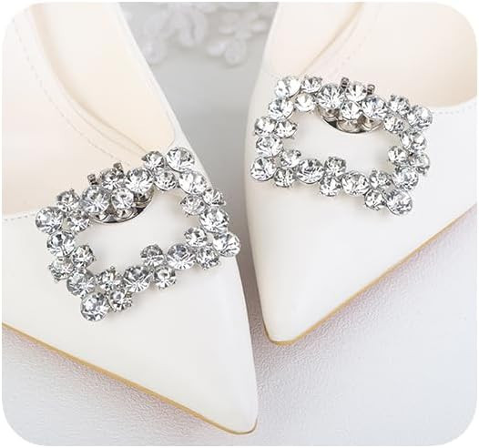 JWICOS 1 Pair Bride Shoe Clips Square Rhinestone Shoe Clips Fashion Women Decorative Shoe Buckles... | Amazon (US)