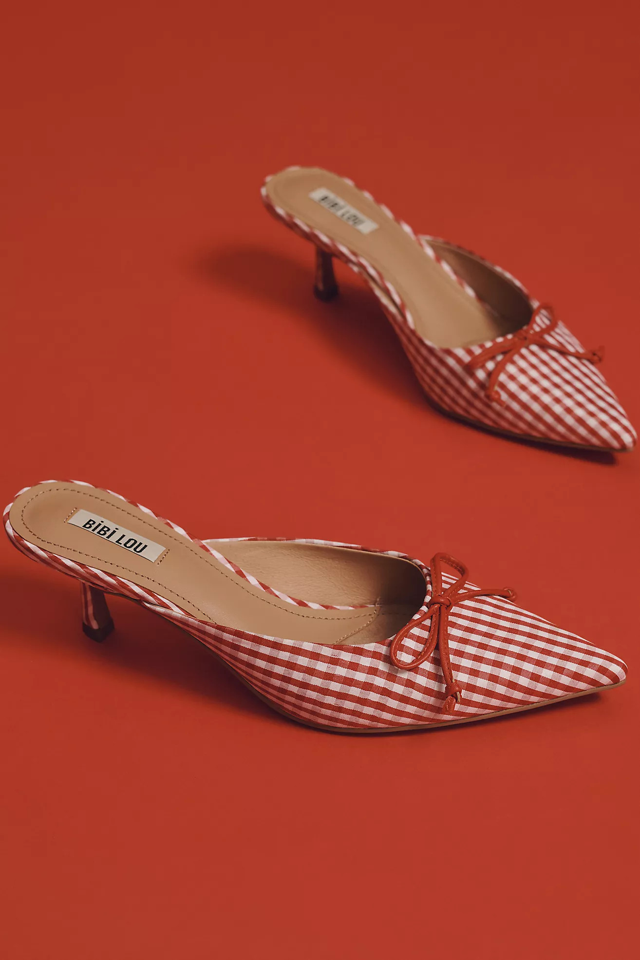 Bibi Lou Gingham Kitten-Heel Mules | Anthropologie (US)