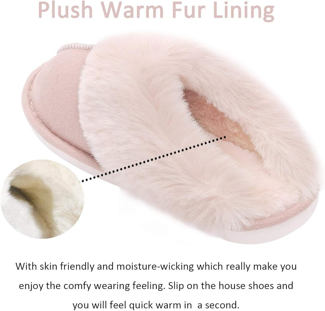 SOSUSHOE Womens Slippers Memory Foam Fluffy Fur Soft Slippers Warm House Shoes Indoor Outdoor Win... | Amazon (US)