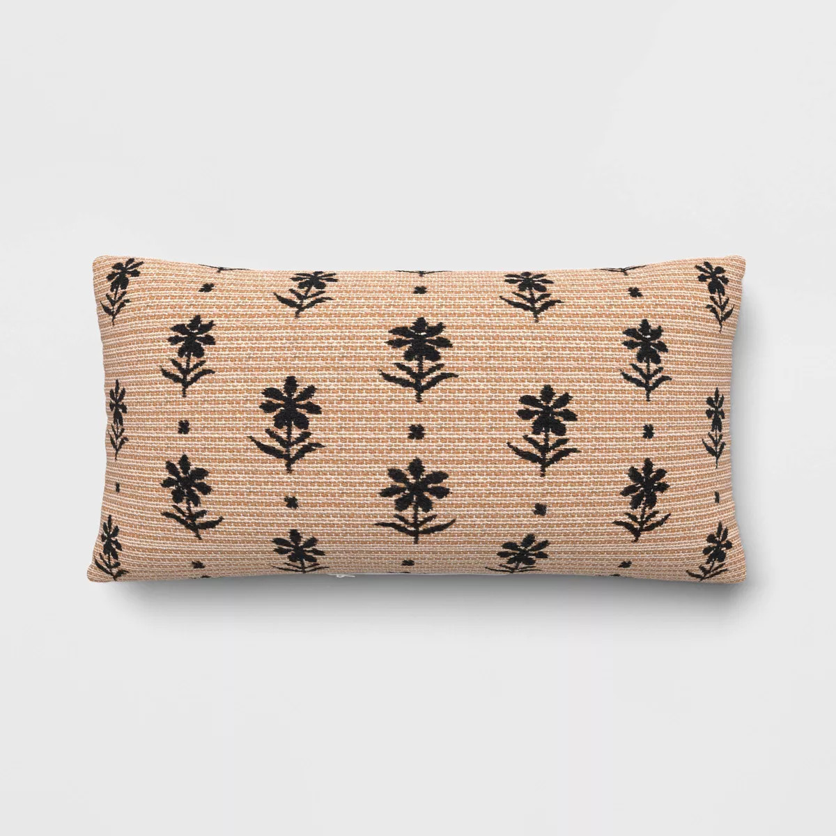10"x20" Block Print Floral Outdoor Lumbar Pillow Beige - Threshold™ | Target