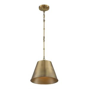 Savoy House Alden 12" 1 Light Traditional Metal Pendant in Warm Brass | Cymax