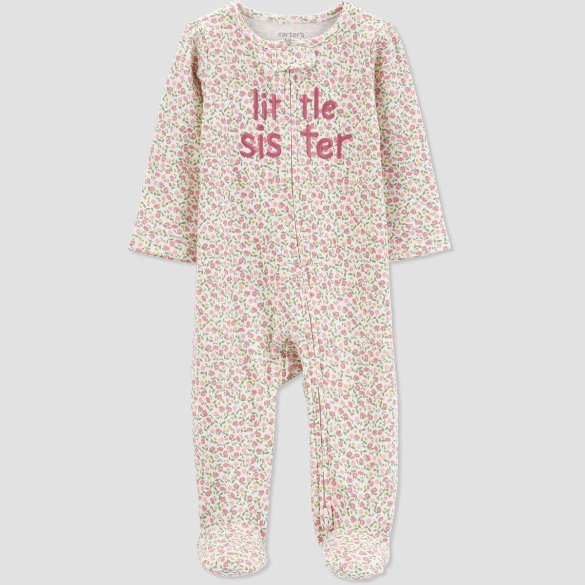 Carter's Just One You®️ Baby Girls' 'Little Sister' Footed Pajama - Pink | Target