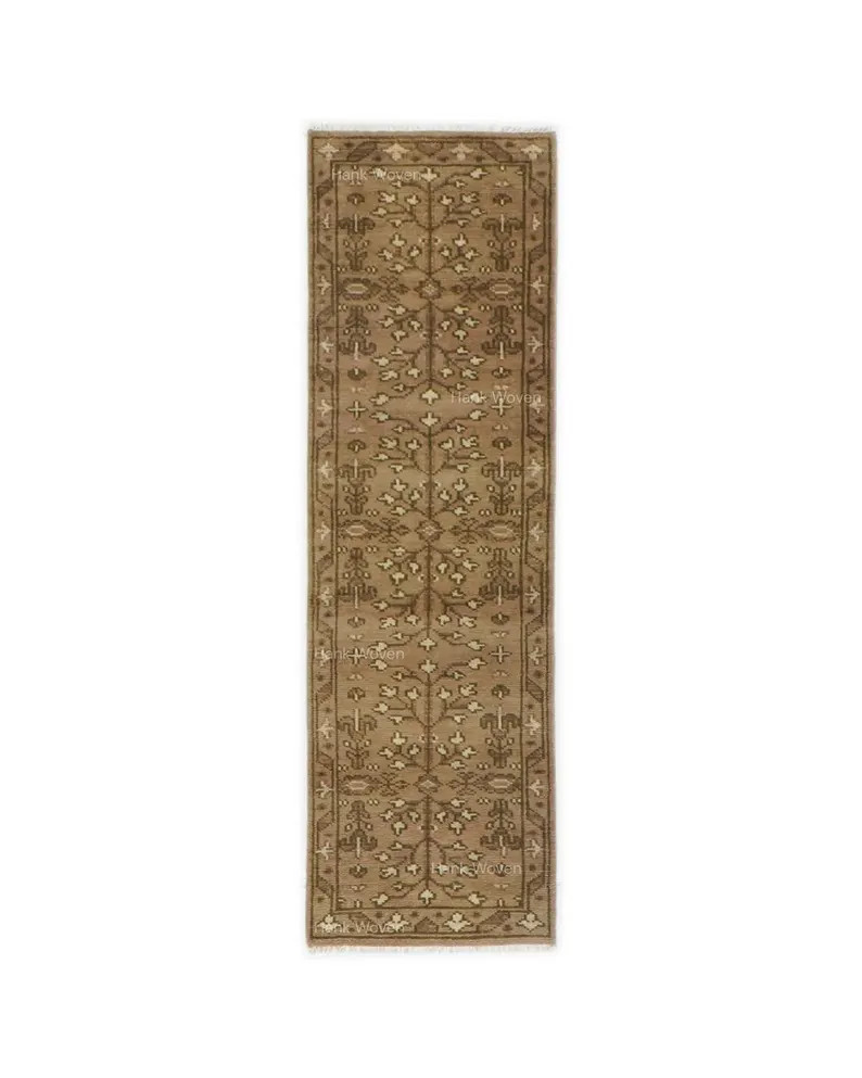 Neutral Brown Custom Runner Rug: Hand Knotted Earthy Tone Rug Turkish Oushak Tree of Life Inspire... | Etsy (Global)