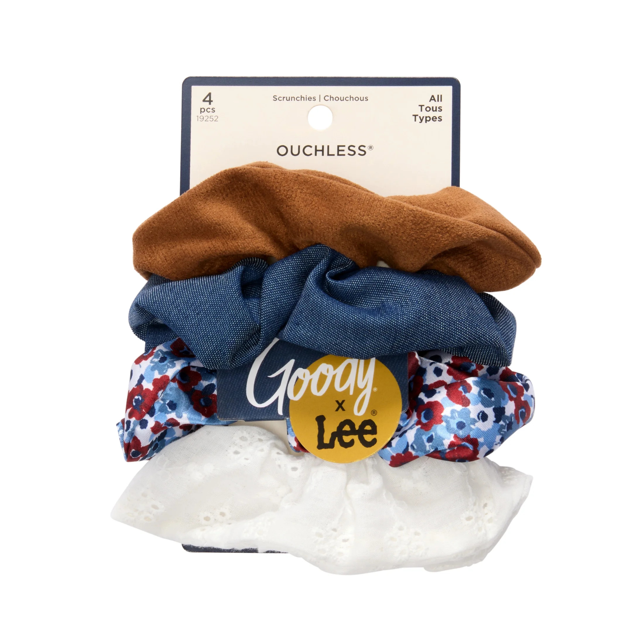 Goody Lee Ouchless Scrunchies, Mixed Colors, No Damage for All Hair Types, 4 Count | Walmart (US)