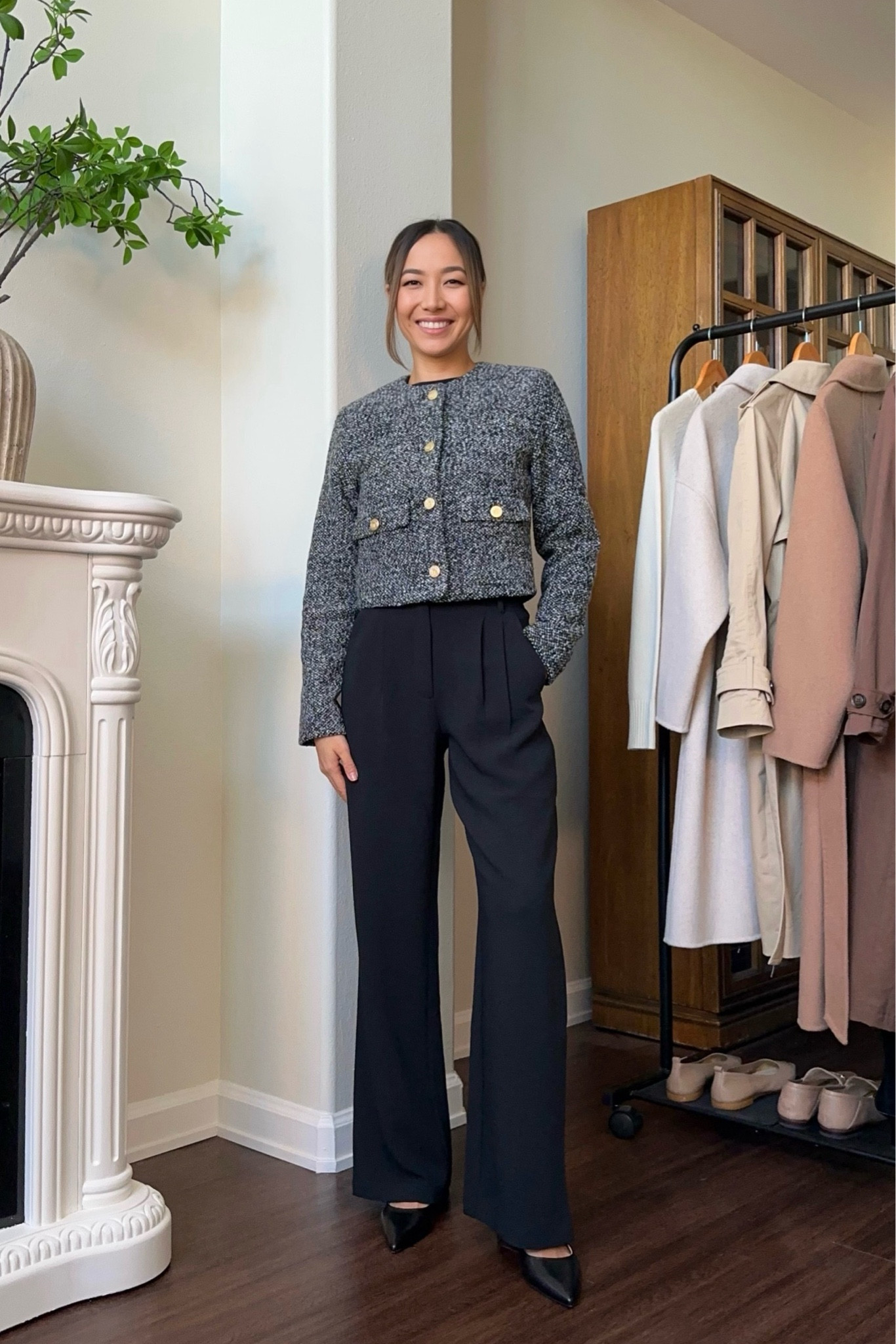 Workwear outfit

Jacket xs 
Top xs 
Crepe tailored pants - 25 reg, these are so nice & comfortable, they do run a little tight on the waist so I could’ve sized up  

Business casual workwear / outfits for the office 

#LTKMostLoved #LTKstyletip #LTKworkwear