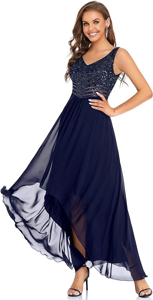 Ever-Pretty Women's Elegant V-Neck Sequin Plus Size Formal Evening Dresses 0410 | Amazon (US)