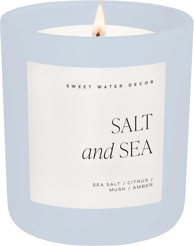 Sweet Water Decor Salt and Sea Scented Soy Candle, Scent Notes of Sea Salt, Citrus, Musk, and Amb... | Amazon (US)