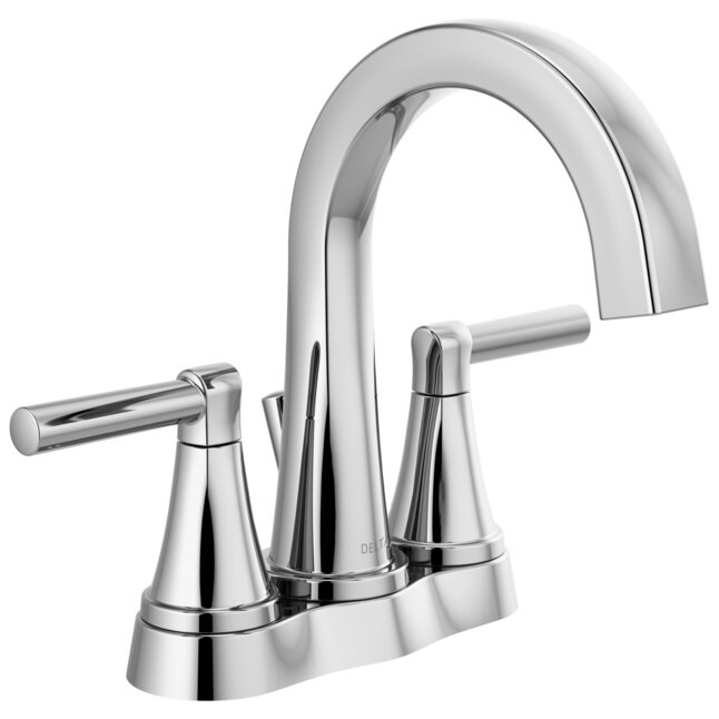 Delta Becker Chrome 2-handle 4-in centerset WaterSense High-arc Bathroom Sink Faucet with Drain | Lowe's