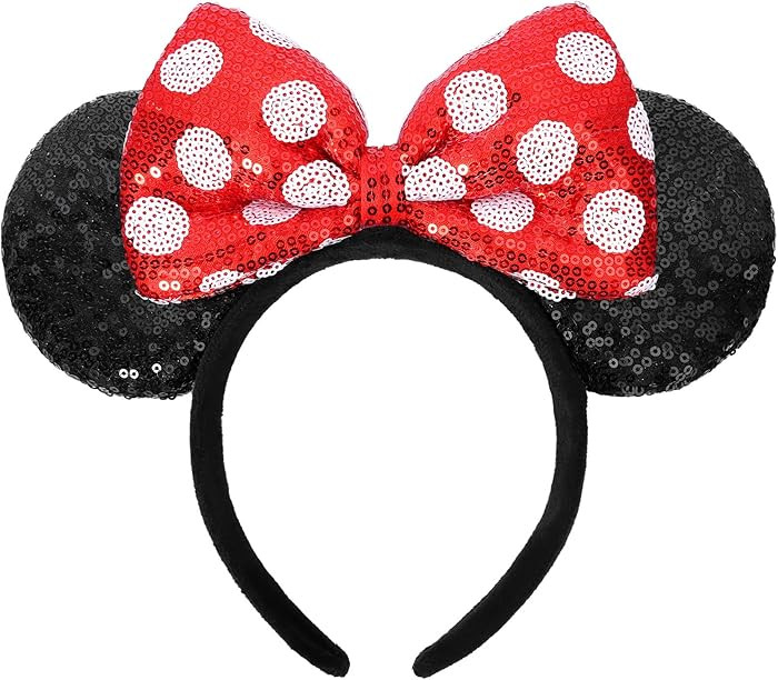 Mouse Ears Headbands, Sequin Mouse Ears for Women Girls Boys, Shiny Bow Headband for Cosplay Cost... | Amazon (US)