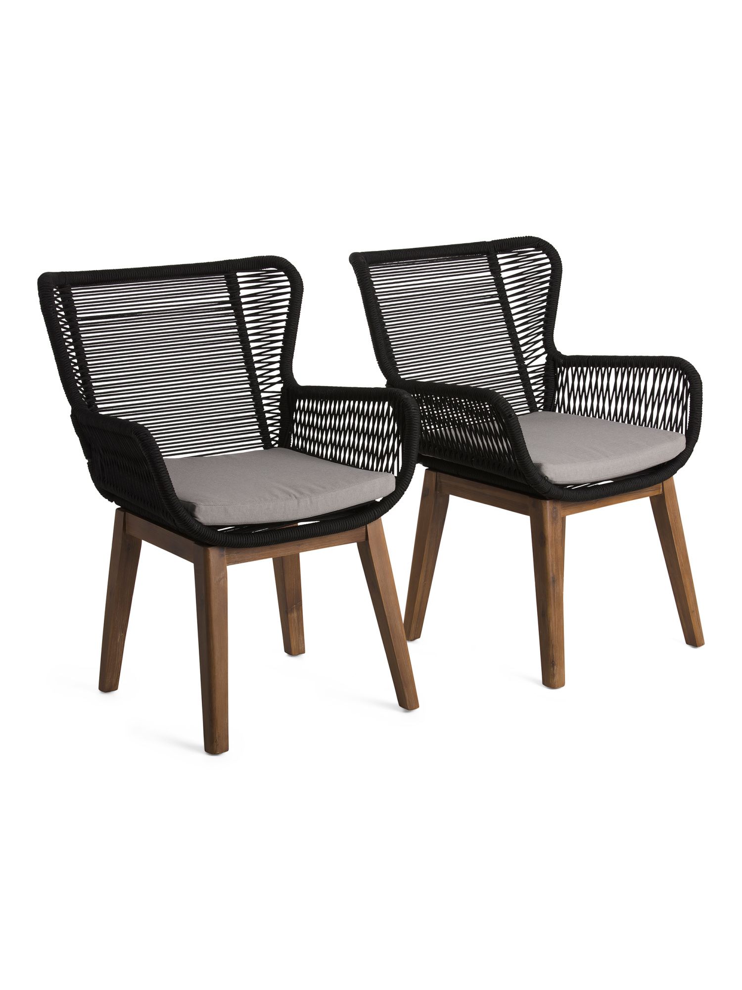 Set Of 2 Acacia Wood And Rope Indoor Outdoor Chairs | Global Home | Marshalls | Marshalls