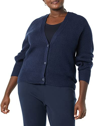 Amazon Essentials Women's Soft Touch Ribbed Blouson Cardigan - Discontinued Colors, Navy, Small | Amazon (US)