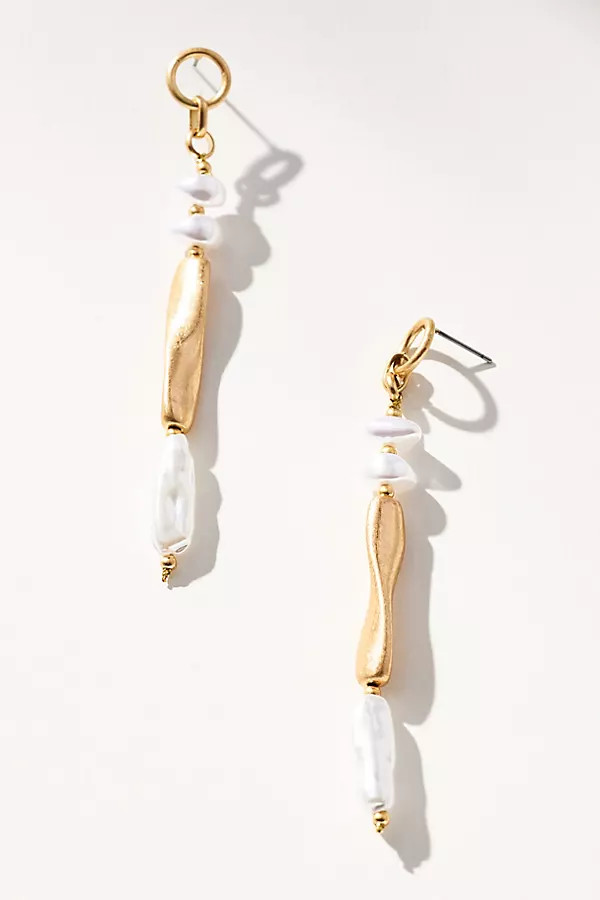 Mixed Metal Pearl Drop Earrings | Anthropologie (US)