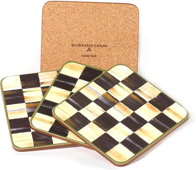 MacKenzie-Childs Drink Coasters, Bar Set and Housewarming Gift, Courtly Check, Square, Set of 4 | Amazon (US)