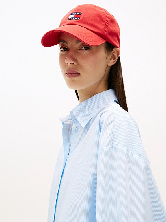 Cropped Fit Stripe Poplin Shirt | Tommy Hilfiger UK