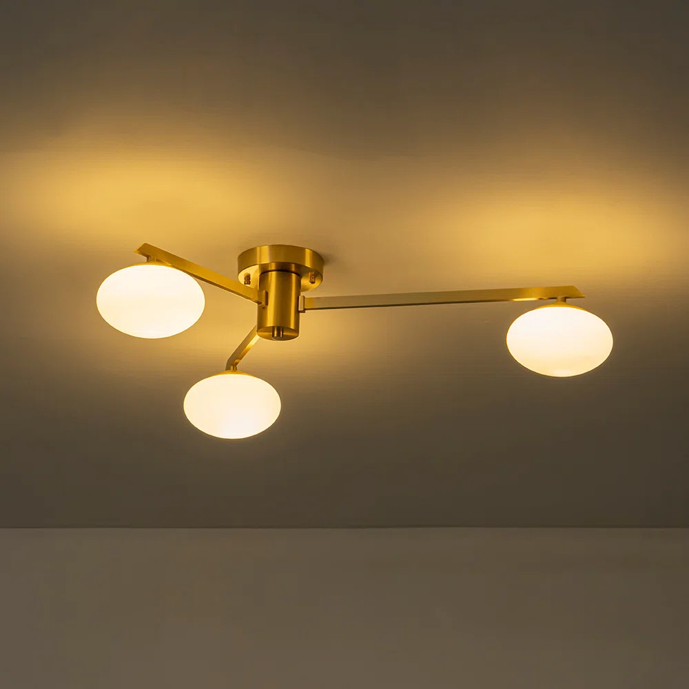 Mercer41 Priella Mid-century Brass Ellipse Glass Chandelier | Wayfair | Wayfair North America