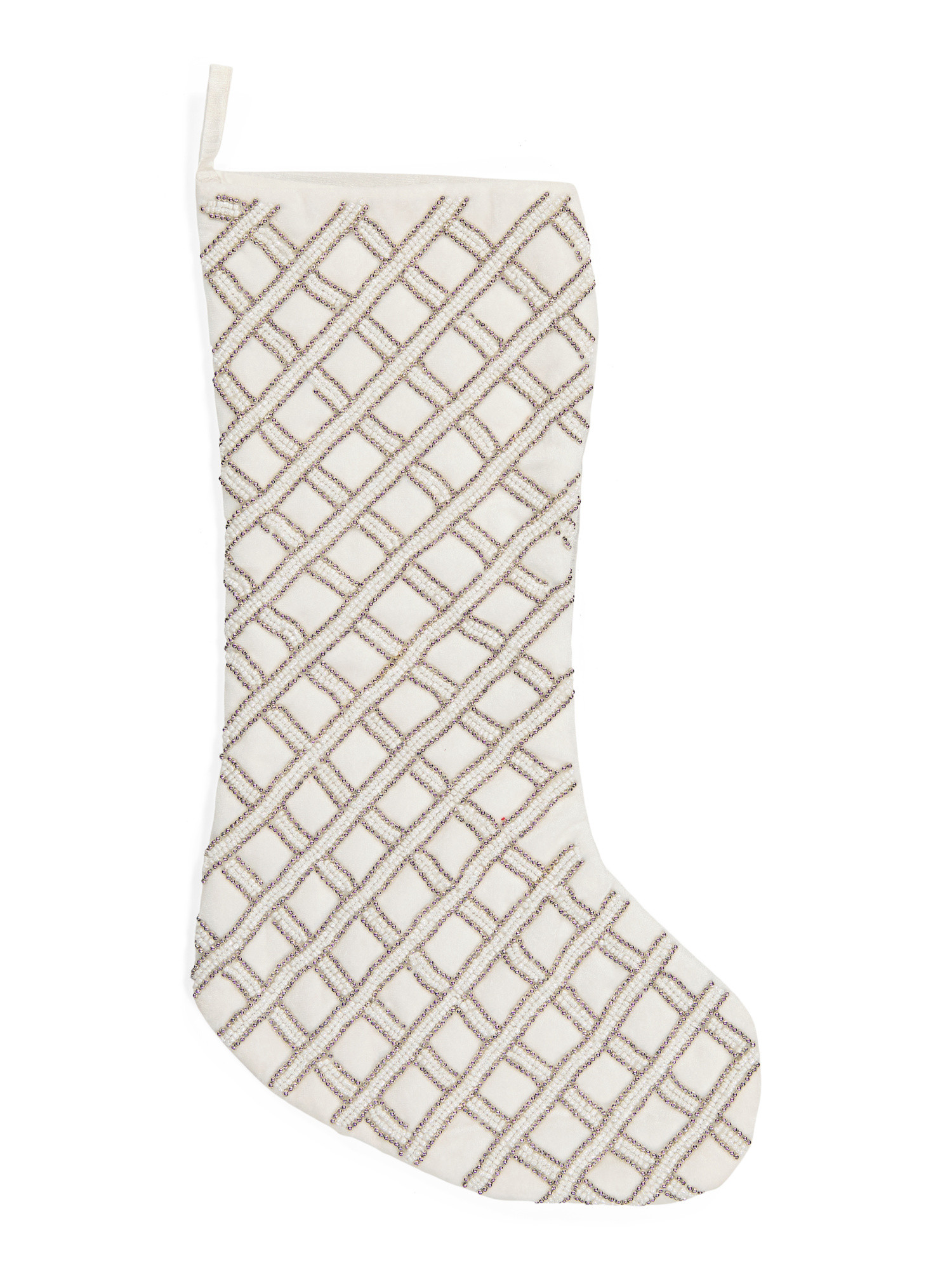 Pearl And Bead Diamond Stocking | TJ Maxx