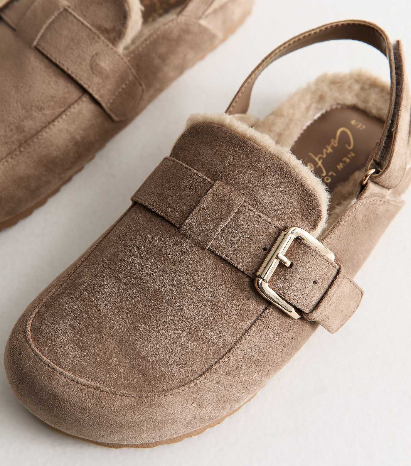 Light Brown Faux Suede Buckle Mule Loafers | New Look | New Look (UK)