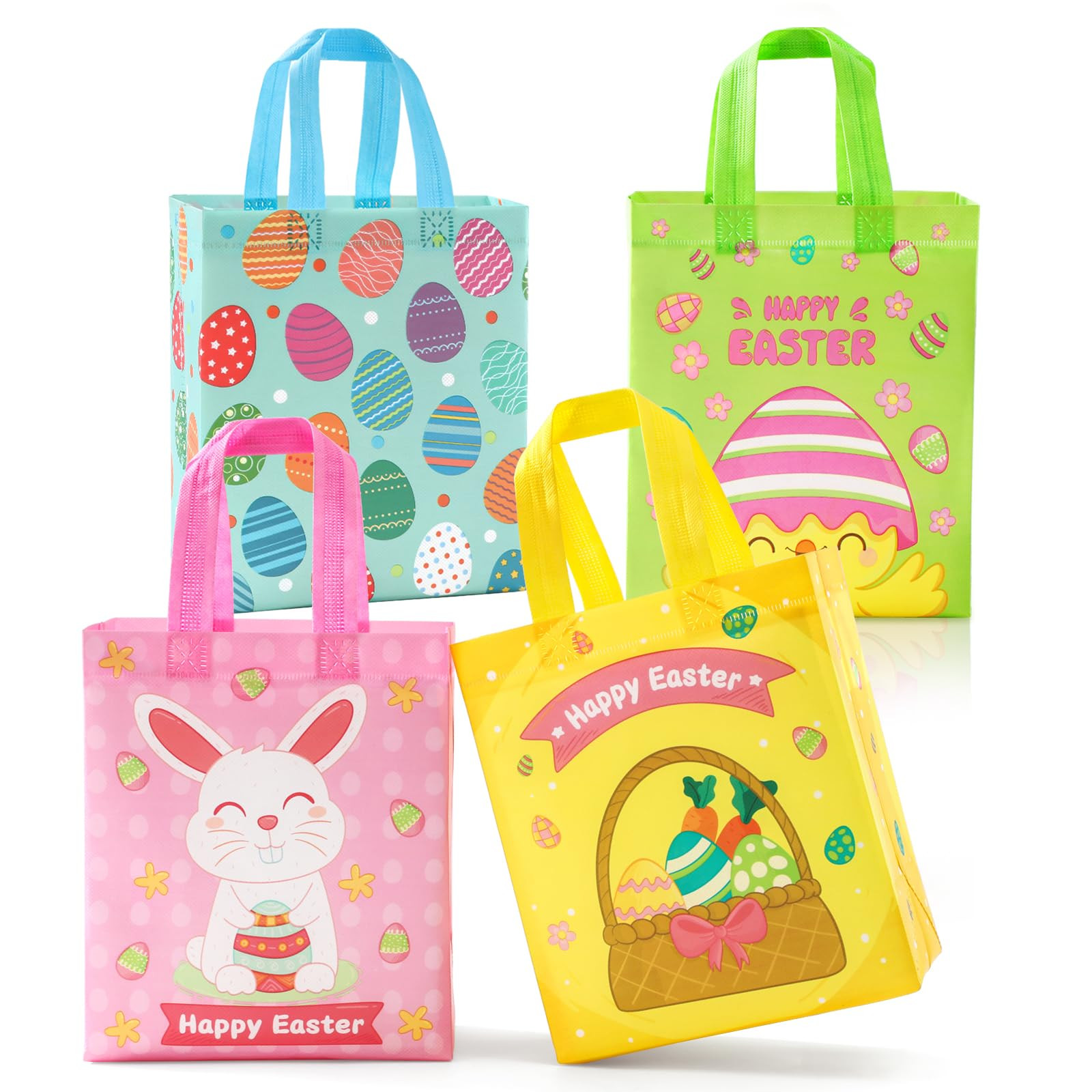 STYPOP 16 Pack 9" Easter Bags for Kids, Non-Woven Gift Bags with Handles, Reusable Easter Baskets... | Amazon (US)