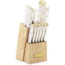 Farberware Triple Riveted Knife Block Set, 15-Piece, White and Gold | Amazon (CA)