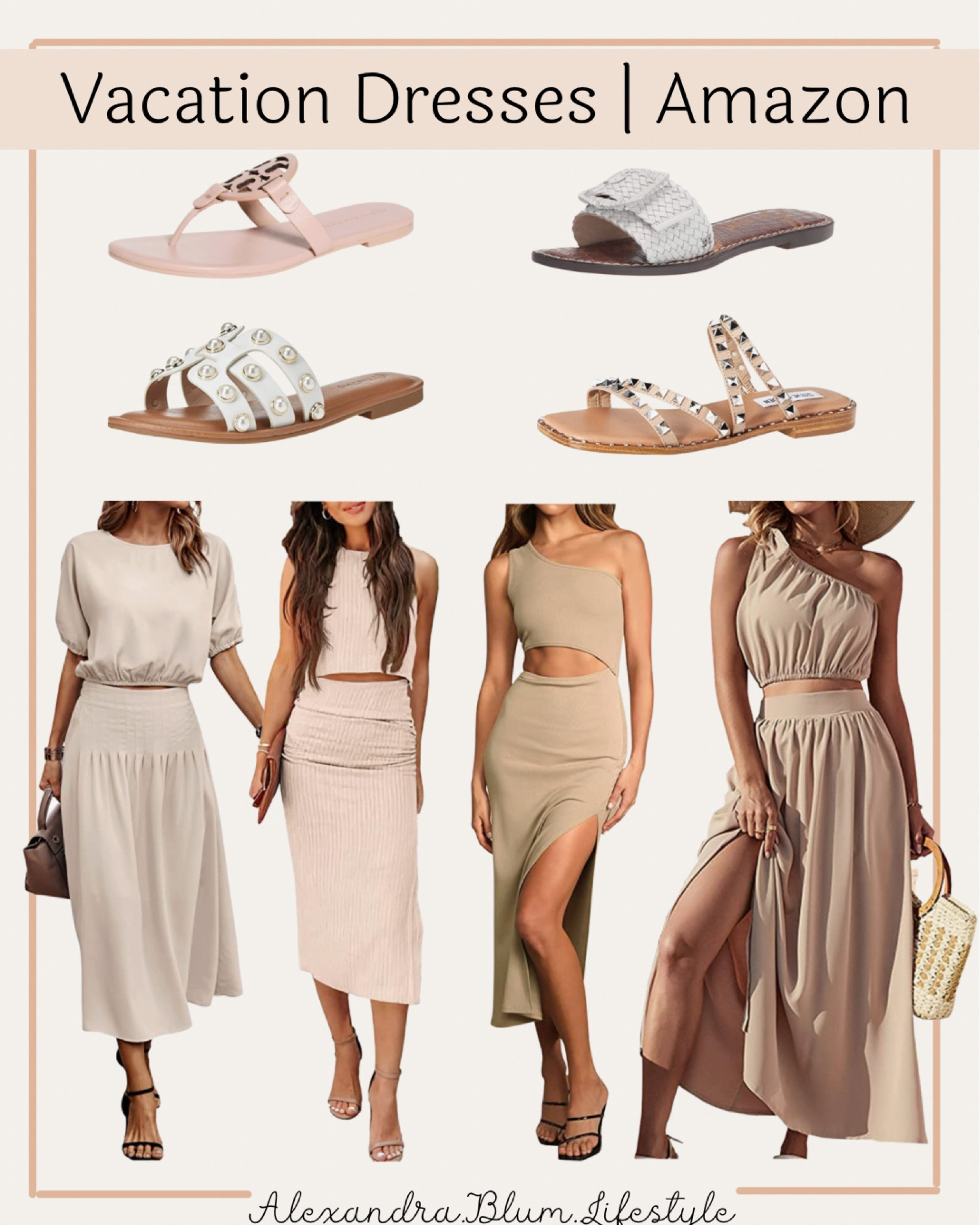 Vacation dresses from Amazon! Vacation outfits! Two piece midi skirt sets! Slide sandals! Beach sandals! Amazon fashion! Amazon finds! 

#LTKshoecrush #LTKU #LTKunder100