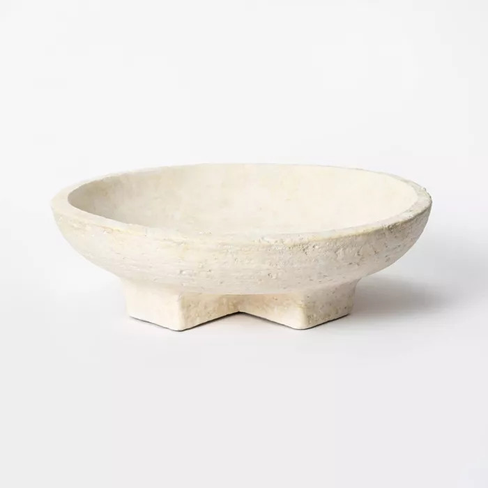 12" x 3" Decorative Terracotta Cross Base Bowl Off White - Threshold™ designed with... | Target