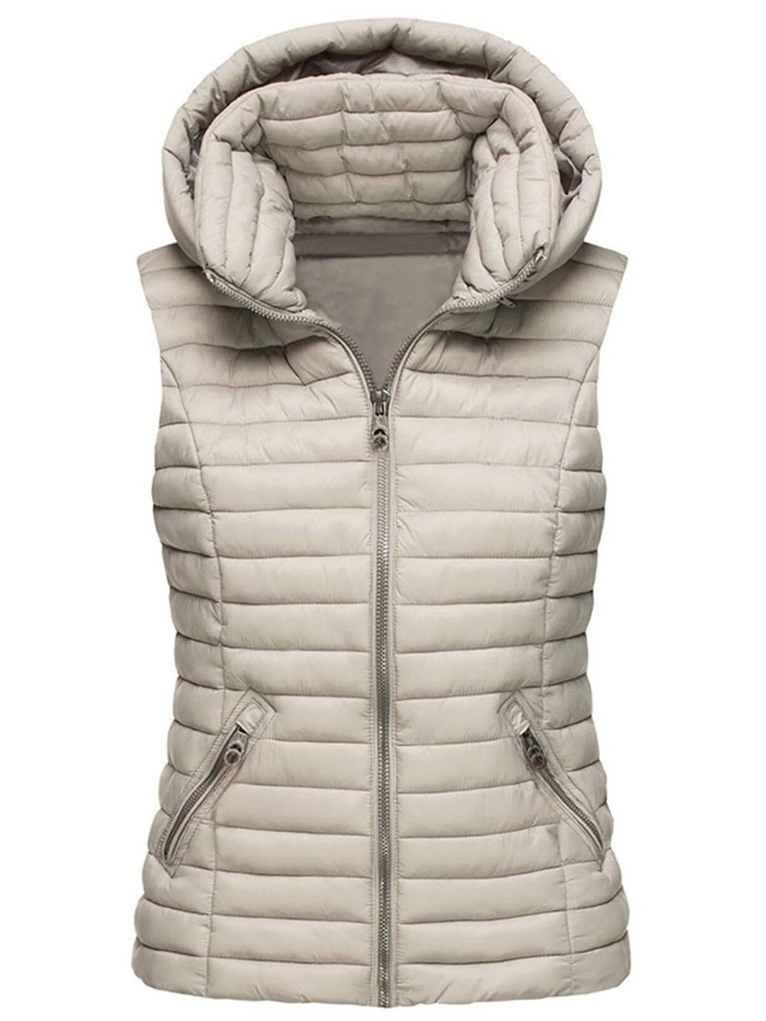 Capreze Women Lightweight Hooded Outwear Vest Stand Collar Zip Padded Sleeveless Coat With Pocket... | Walmart (US)