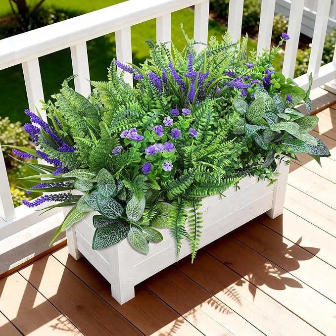INQCMY Artificial Fake Plants Flowers for Outdoor 12 Bundles UV Resistant Artificial Outdoor Plan... | Amazon (US)