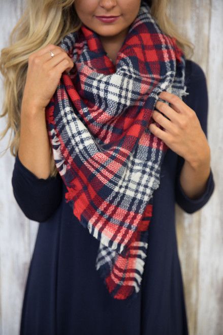 Apple Festival Plaid Blanket Scarf | The Pink Lily Boutique