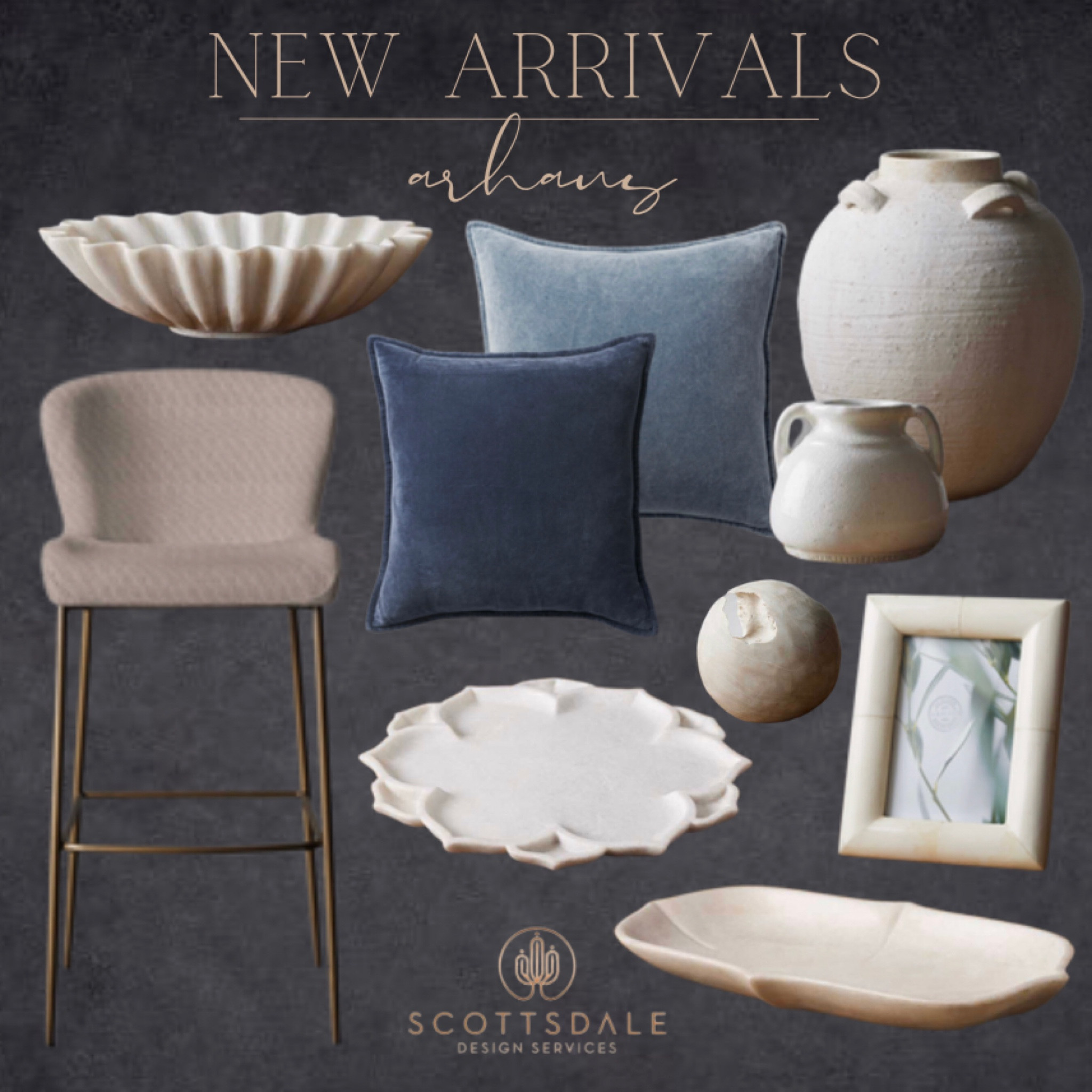 Arhaus new arrivals!🤍

Blue and white decor, navy decor, floral platter, bar stool, counter stool, dining chair, ceramic vase, photo frame, ruffle bowl, marble bowl, stone ball, platter

#LTKFind #LTKhome